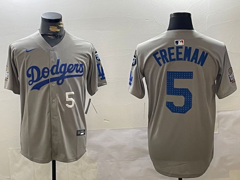 Men Los Angeles Dodgers #5 Freeman Grey Game 2024 Nike MLB Jersey style 11209